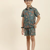 Dark Flower Printed Pure Linen Premium Co-ords - Funny Bones Clothings