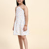 TopSkirt Styled Fireballs Print Pure Linen Dress - Funny Bones Clothings