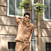 Solid Colour Pure Linen Co-ord Sets - Brown - Funny Bones Clothings