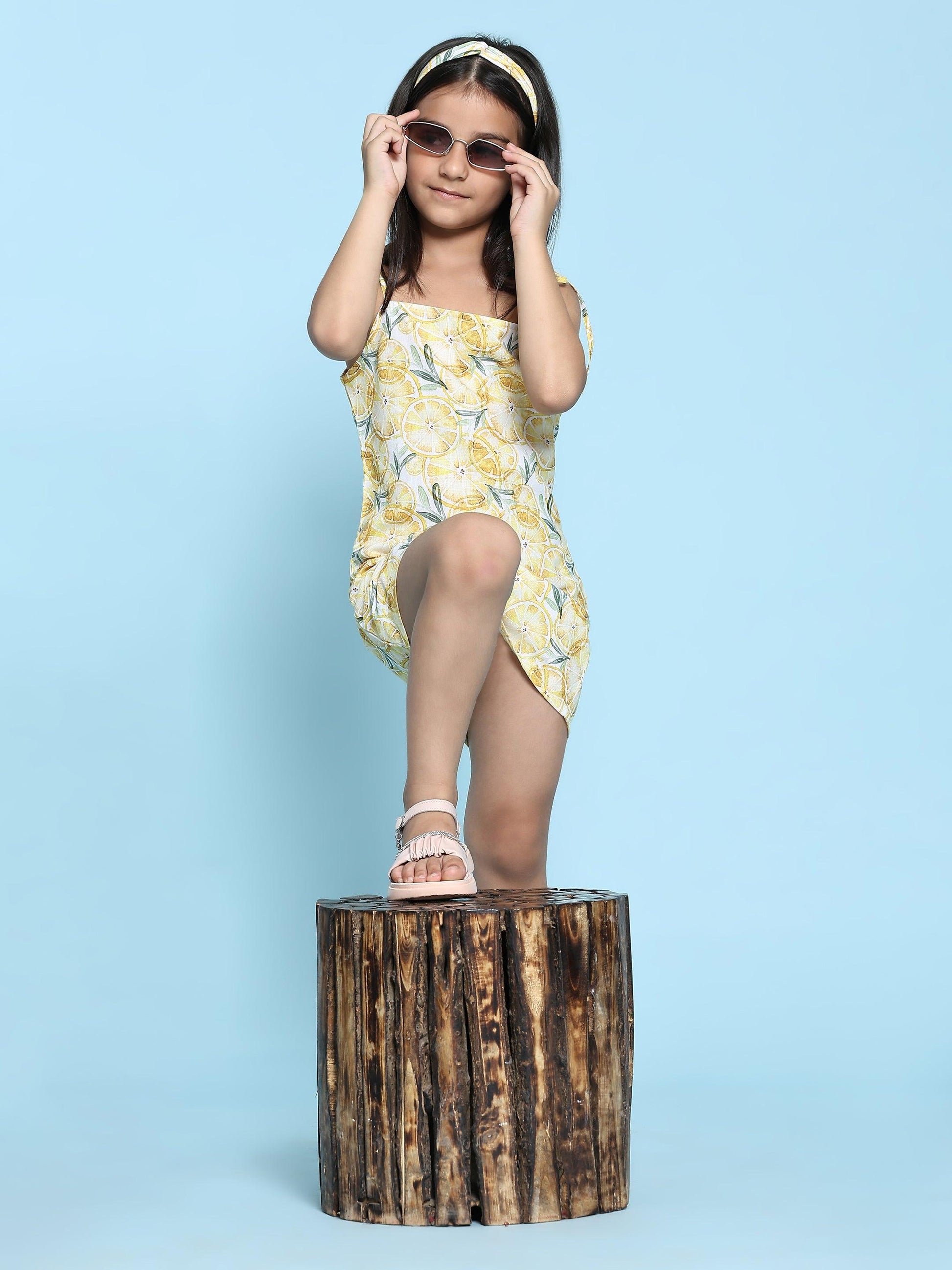 Lemon Print Blend Linen Dress - Funny Bones Clothings