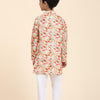 Mushroom Print Pure Linen Kurta and Premium Cotton Pajama Set - Funny Bones Clothings