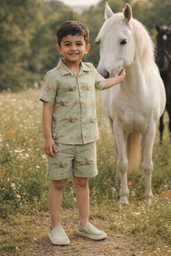 Mare & Stallion Print Premium Linen Coord Set