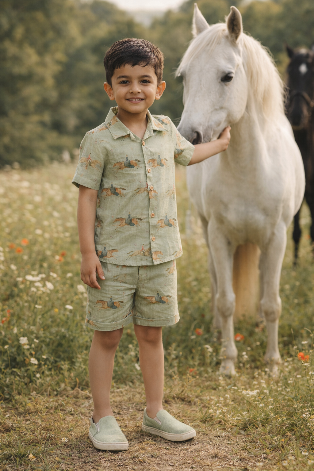 Mare & Stallion Print Premium Linen Coord Set