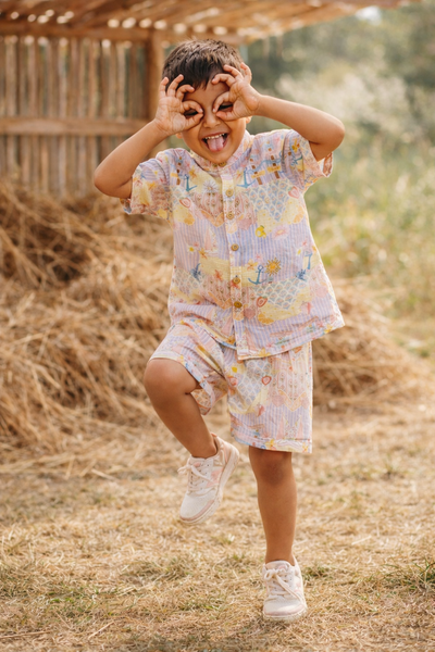 The Dreamy Sea Life Print Premium Linen Coord Set