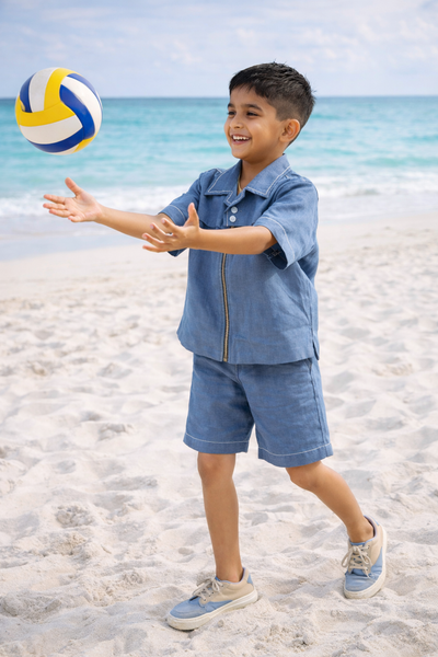 The Indigo Wave Solid Premium Linen Coord Set