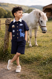 Dino Dusk Play Suit Handwork Premium Linen Coord Set