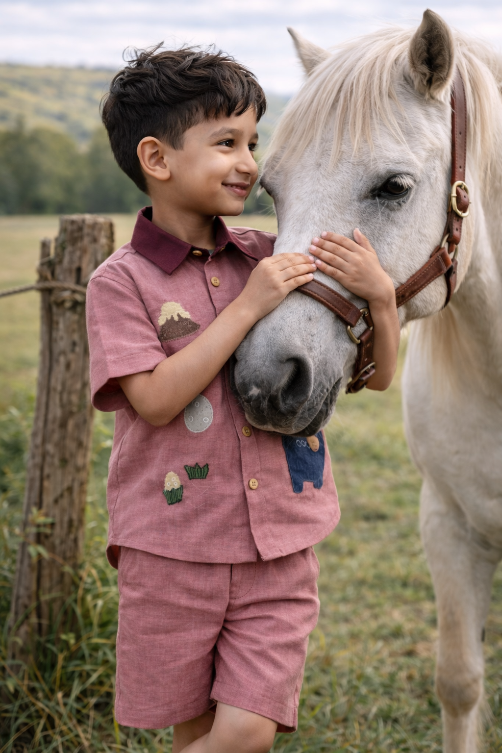 Ancient Valley Appliqué Handwork Premium Linen Coord Set