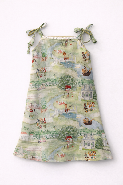 The Squirrel Picnic Print Premium Linen Dress