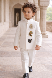 Dynasty of the Wild handwork premium White Jodhpuri Ensemble