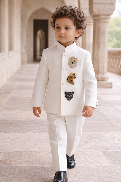 Dynasty of the Wild handwork premium White Jodhpuri Ensemble