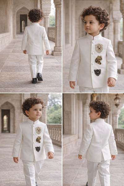 Dynasty of the Wild handwork premium White Jodhpuri Ensemble