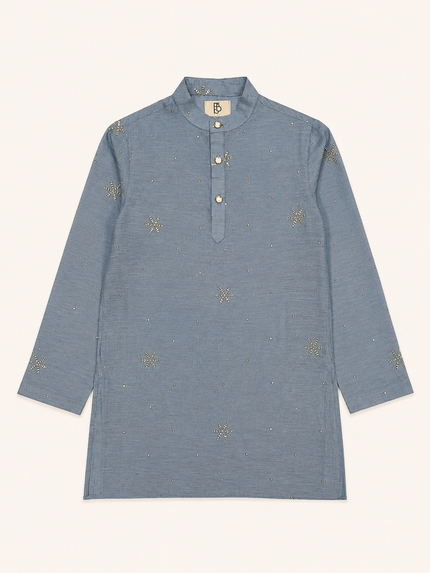 Dusty Starlight – Mal Cotton Hand Embroidered Kurta Pajama Set