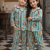 Stripes and Citrus Premium Italian Cotton Night Suit