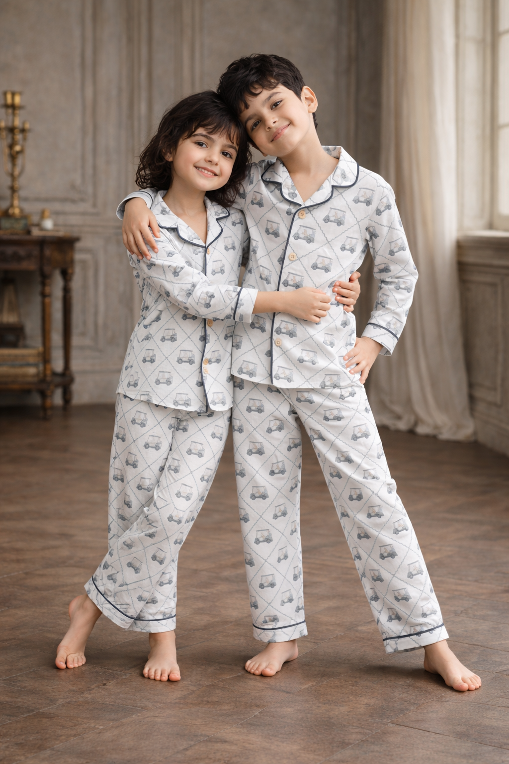 Wobbly Car Print Premium Italian Cotton Night Suit