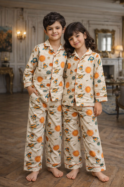 Space and Planets Premium Italian Cotton Night Suit