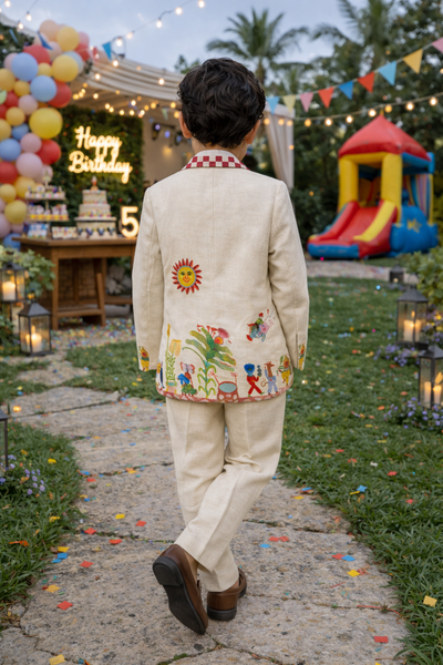 The Truffle & Tide Solid Premium Linen Blazer Set