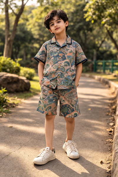 The Entricing Jungle Themed Pure Linen Coord Set