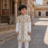 Ivory Darbar Sherwani in Pure Linen Silk