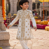 Ivory Darbar Sherwani in Pure Linen Silk