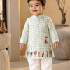 The Mint Green Checks Print Pure Bamboo Muslin Cotton Kurta Pajama Set