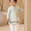 The Mint Green Checks Print Pure Bamboo Muslin Cotton Kurta Pajama Set