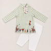 The Mint Green Checks Print Pure Bamboo Muslin Cotton Kurta Pajama Set