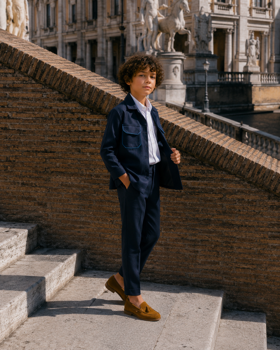 The Vespa Set – Pure Linen Shacket, Pants & Pure White Italian Cotton Shirt