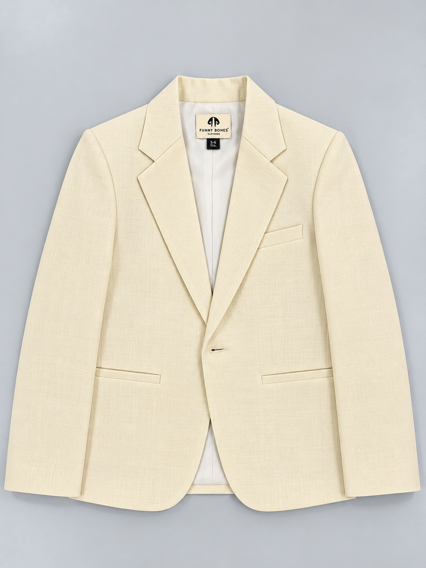 Pearl Promenade – Off-White Pure Linen Blazer, Pants & Shirt Set