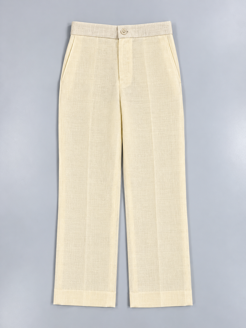 Pearl Promenade – Off-White Pure Linen Blazer, Pants & Shirt Set