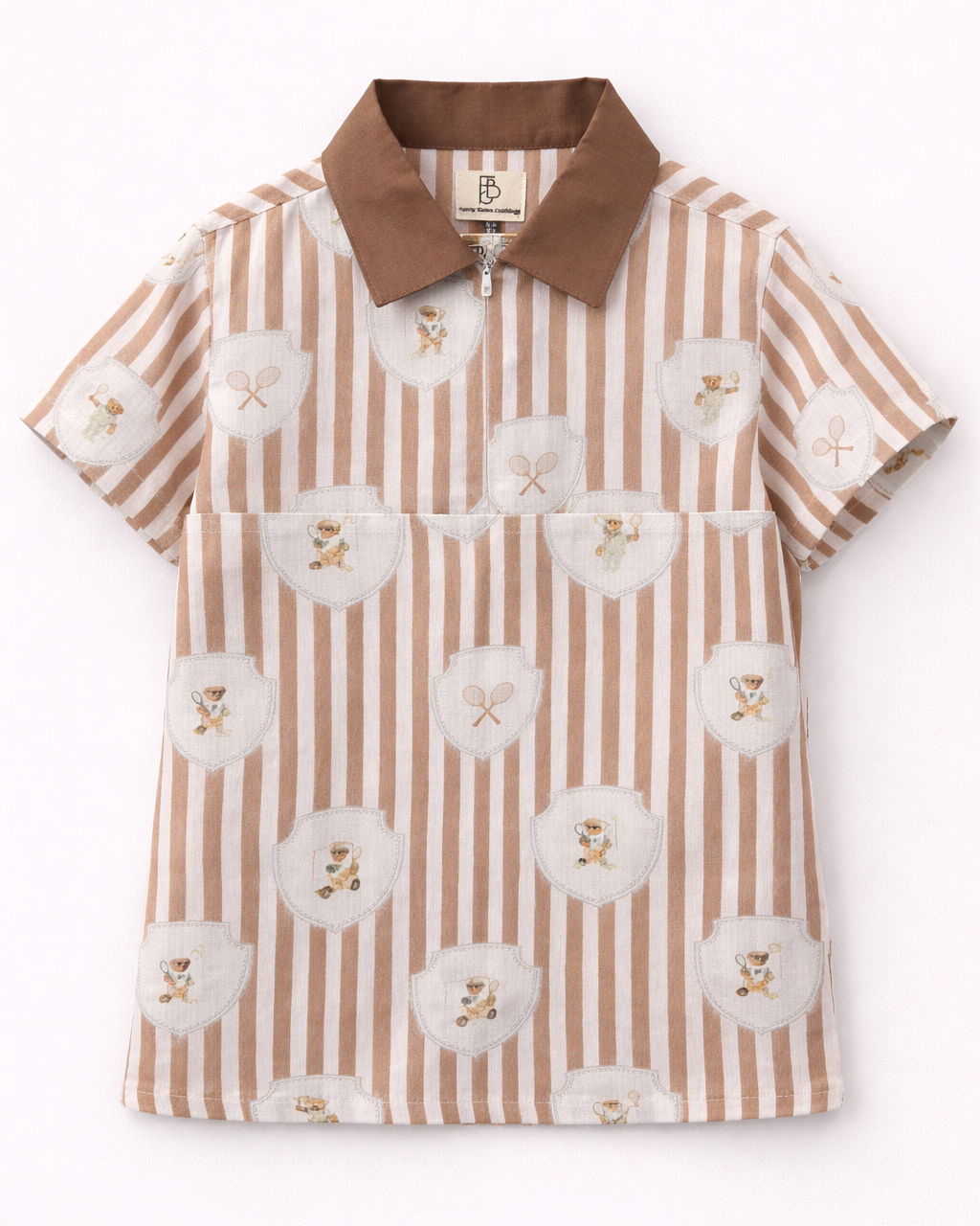 Teddy & Tennis Striped Print Premium Linen Coord