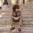 Mocha Sundowner – Pure Linen Blazer, Pants, Shirt & Bow Set