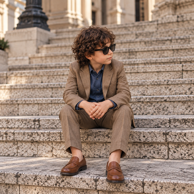 Mocha Sundowner – Pure Linen Blazer, Pants, Shirt & Bow Set