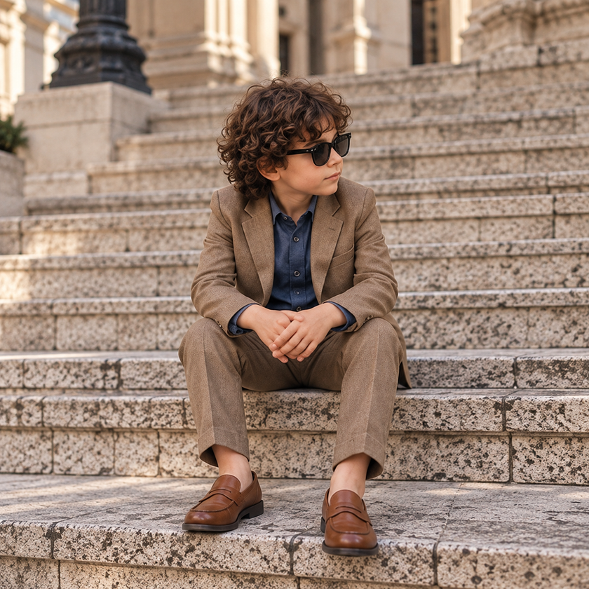 Mocha Sundowner – Pure Linen Blazer, Pants, Shirt & Bow Set