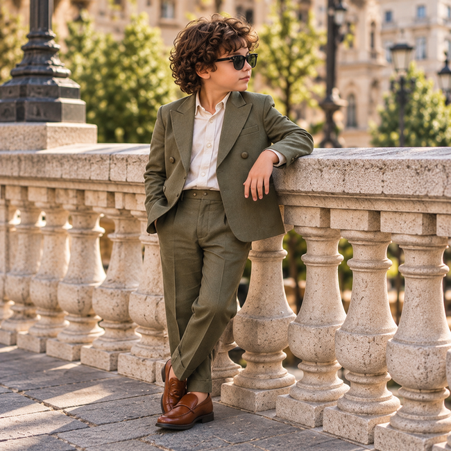 Windsor Nights – Pure Linen Double-Breasted Blazer, Pants & Shirt Set
