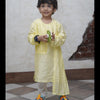Designer Pleats Pure Muslin Silk Kurta Pyjama Set - Yellow Color - Funny Bones Clothings