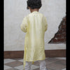 Designer Pleats Pure Muslin Silk Kurta Pyjama Set - Yellow Color - Funny Bones Clothings