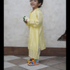 Designer Pleats Pure Muslin Silk Kurta Pyjama Set - Yellow Color - Funny Bones Clothings