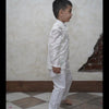 Pearls embedded Waterlife Pure Muslin Silk Koti Kurta Pajama Set - Off White Color - Funny Bones Clothings