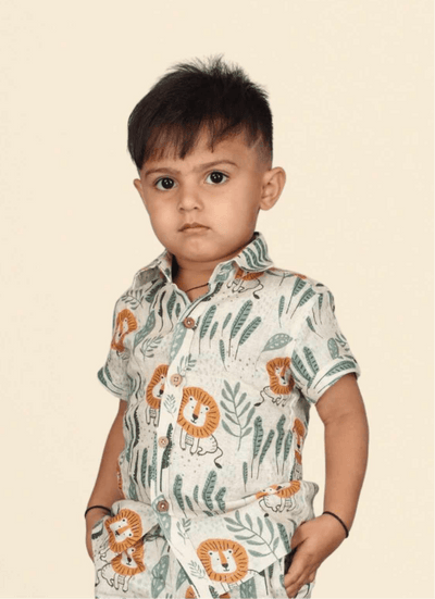 Lion Print Pure Linen Shirt