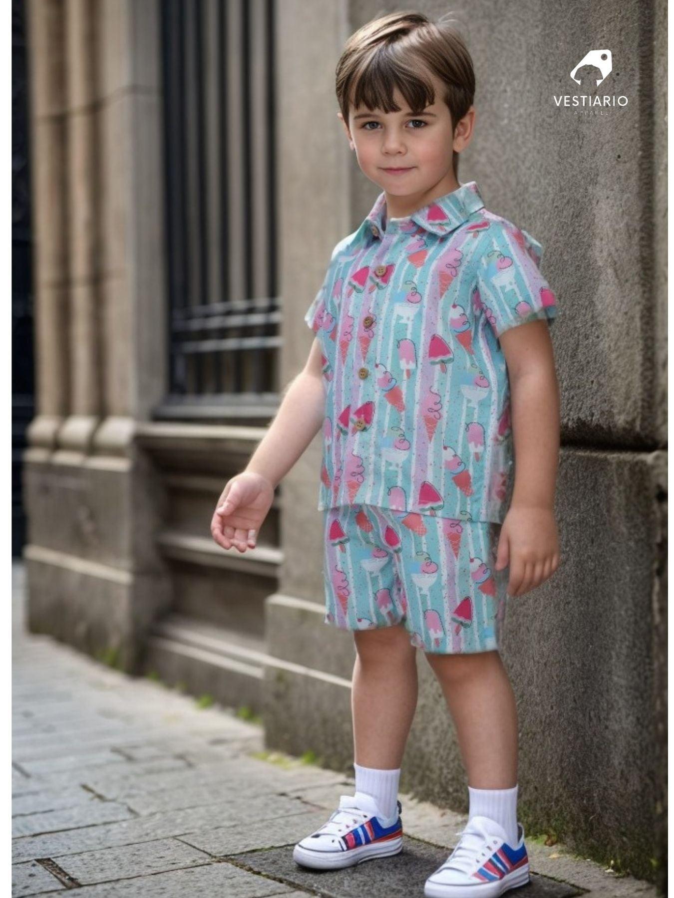 Striped Candies Print Vestiario's Blend Linen Co-ords - Funny Bones Clothings