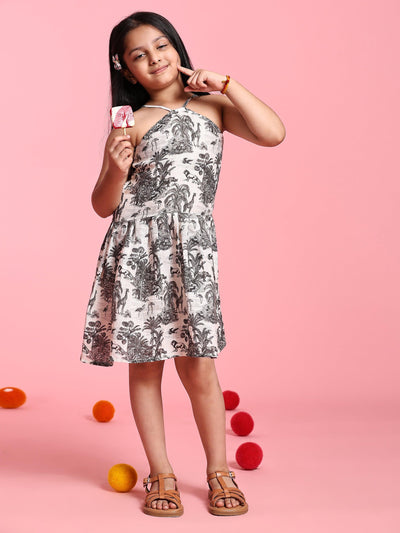 TopSkirt Styled Wildlife Print Pure Linen Dress - Funny Bones Clothings