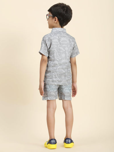 Dino Printed Pure Linen Premium Co-ords - Funny Bones Clothings