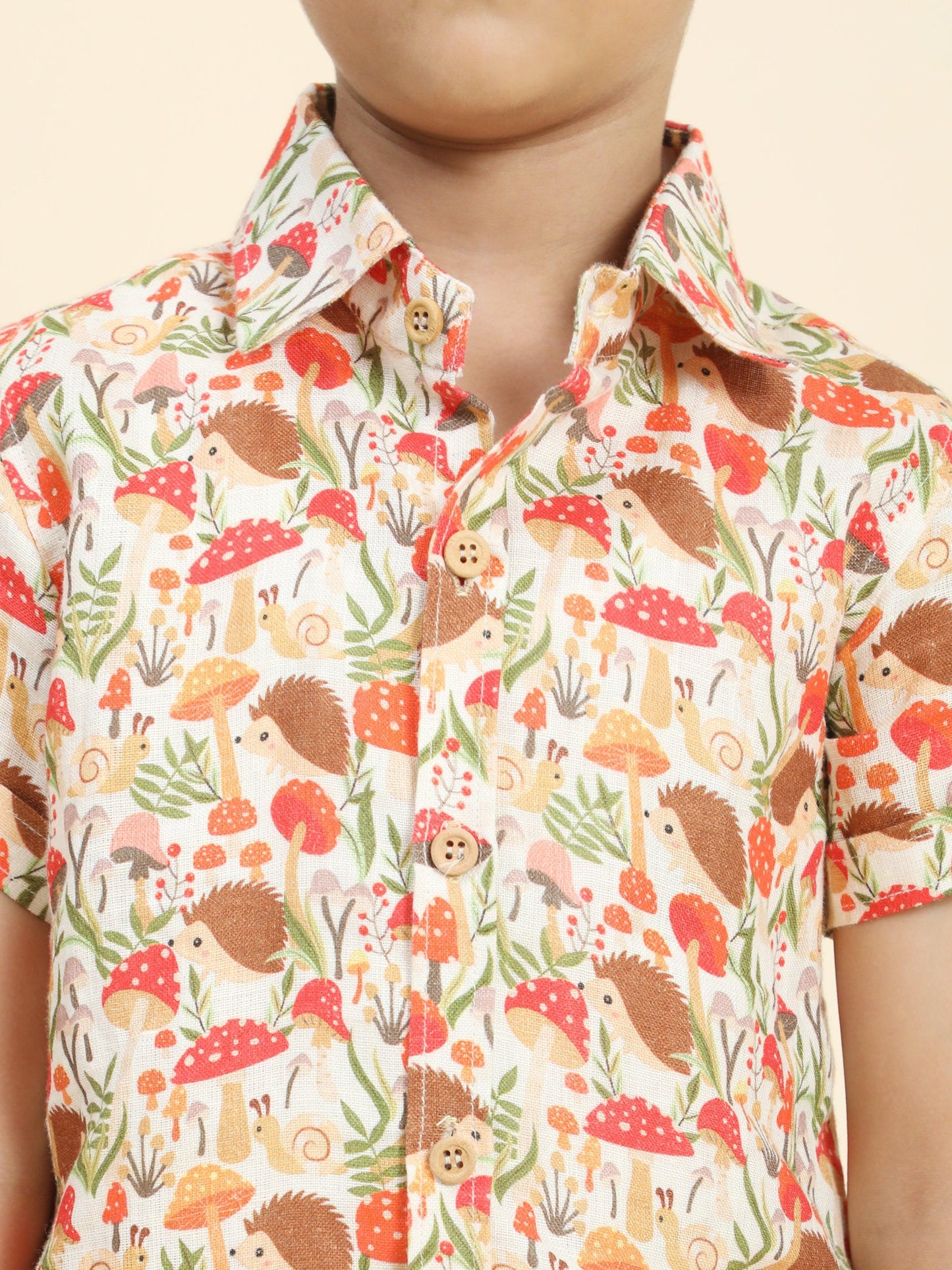 Mushrooms Printed Pure Linen Premium Co-ords - Funny Bones Clothings