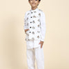 Dog Print Linen Koti with Pure Cotton White Kurta Pajama Set - Funny Bones Clothings