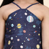 TopSkirt Styled Planet Print Pure Linen Dress - Funny Bones Clothings