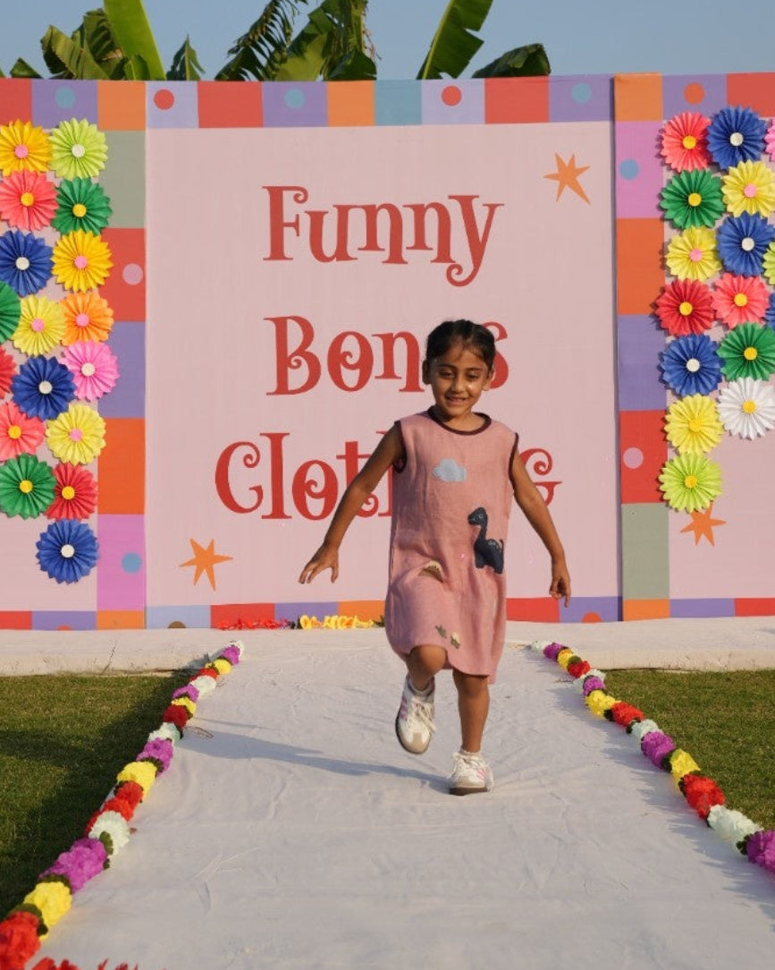 Ancient Valley Appliqué Handwork Premium Linen Dress