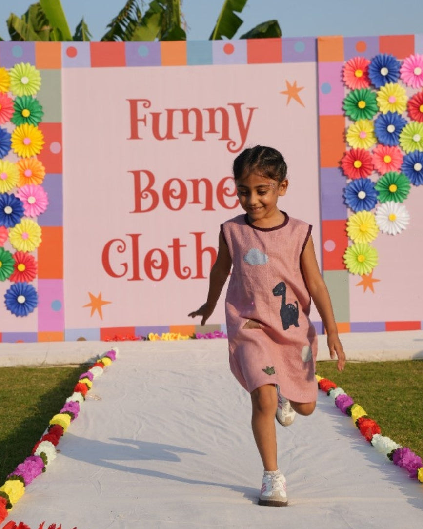 Ancient Valley Appliqué Handwork Premium Linen Dress