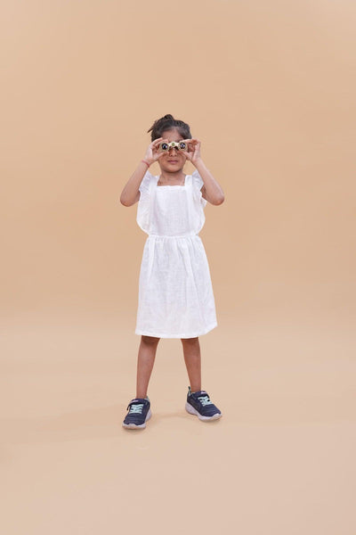 Pure White Above Knee Length Dress - Funny Bones Clothings