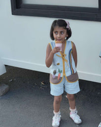 The Peony Cascade Applique Work Premium Linen Dress