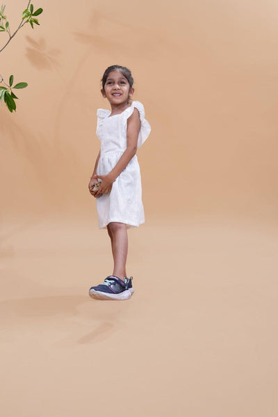 Pure White Above Knee Length Dress - Funny Bones Clothings